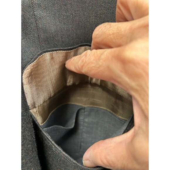 Oscar de la Renta Blazer Jacket Mens 48L Gray Herringbone 100% Wool Classic Fit - Picture 12 of 12